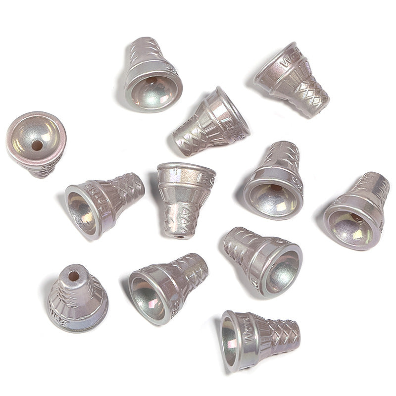 Wholesale 100pcs Acrylic Creative Cream Twist Beads Colorful Ice Cream Luminous Cone Beads DIY