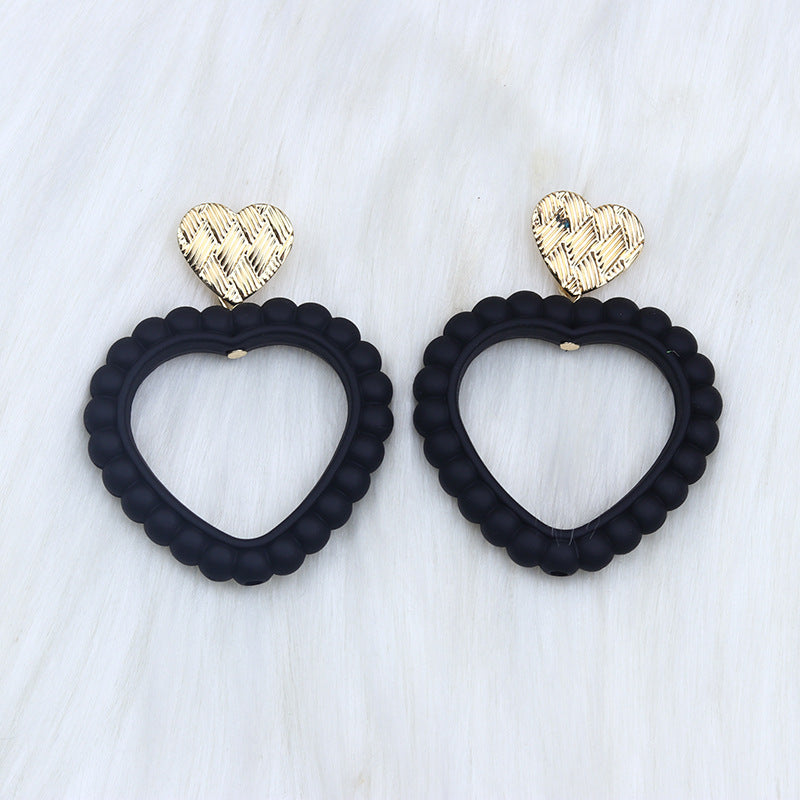 Wholesale Valentine's Day Heart Hollow Acrylic Earrings