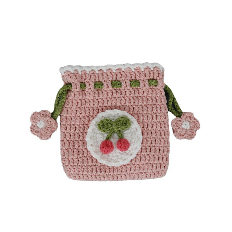 Wholesale Hand Knitted Wool Crocheted Drawstring Coin Purse