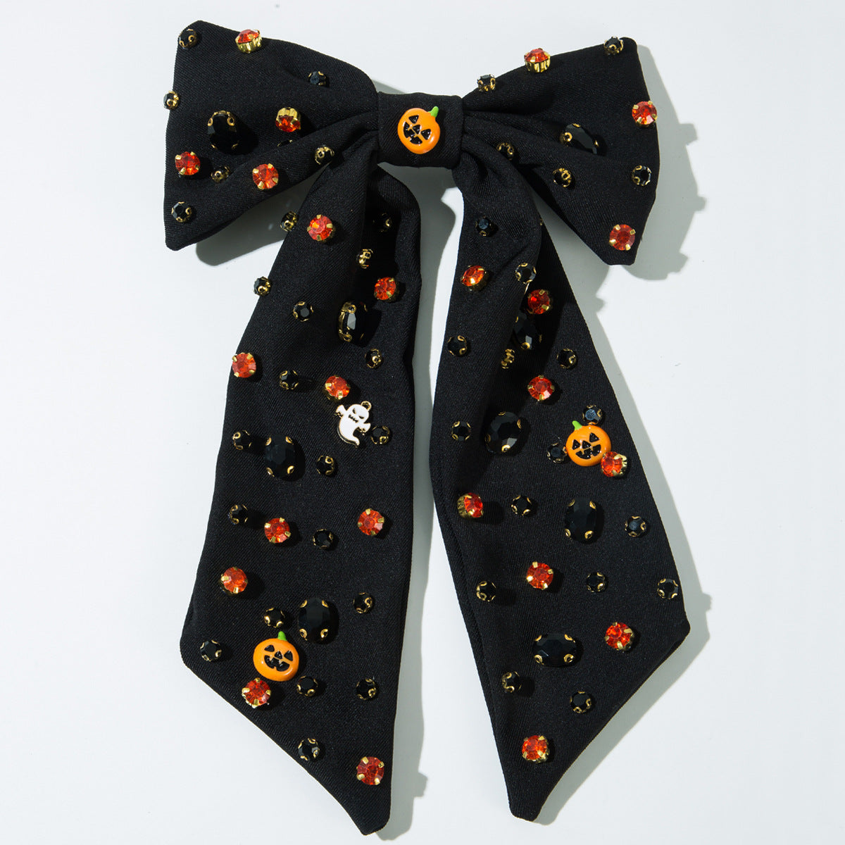 Wholesale Halloween Bow with Diamond Studded Pumpkin Ghost Hairpin