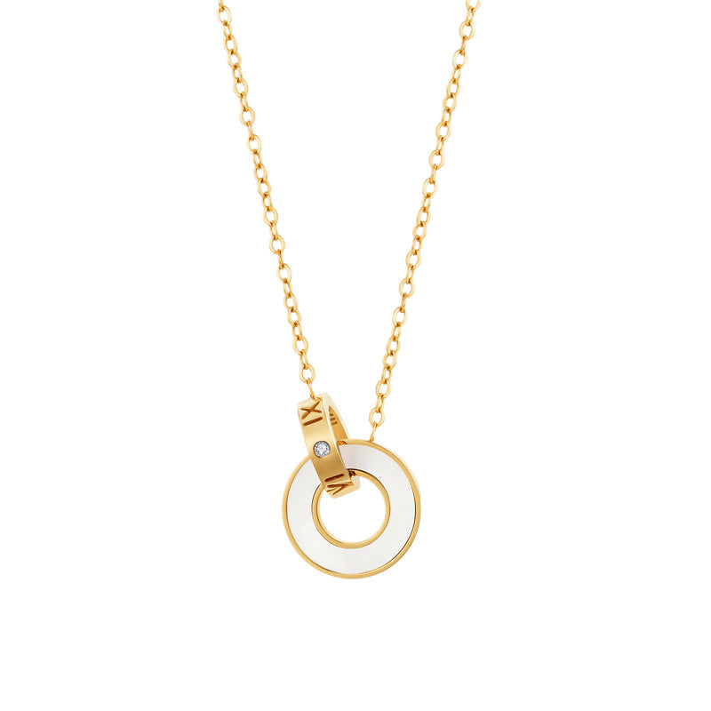 Wholesale Double Ring Titanium Steel Necklace Accessory