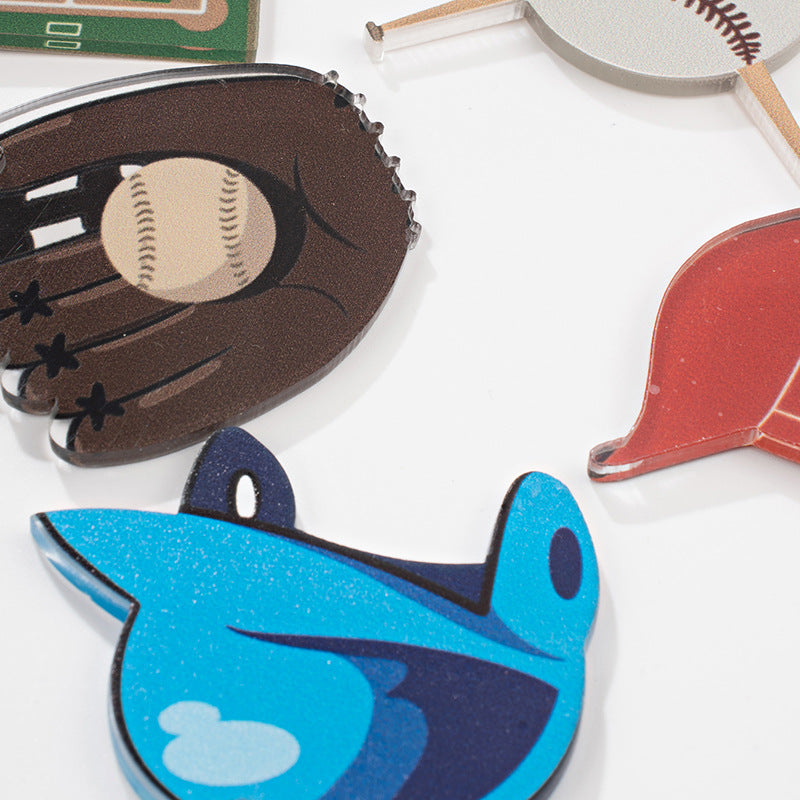 Wholesale Acrylic Color Printed Baseball Set Keychain