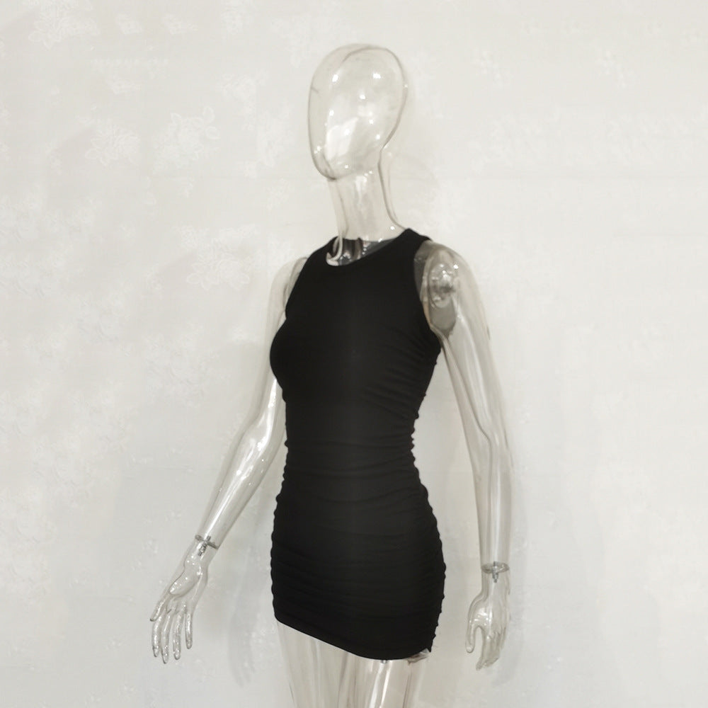 Wholesale Pleated Ribbed Fitted Dress