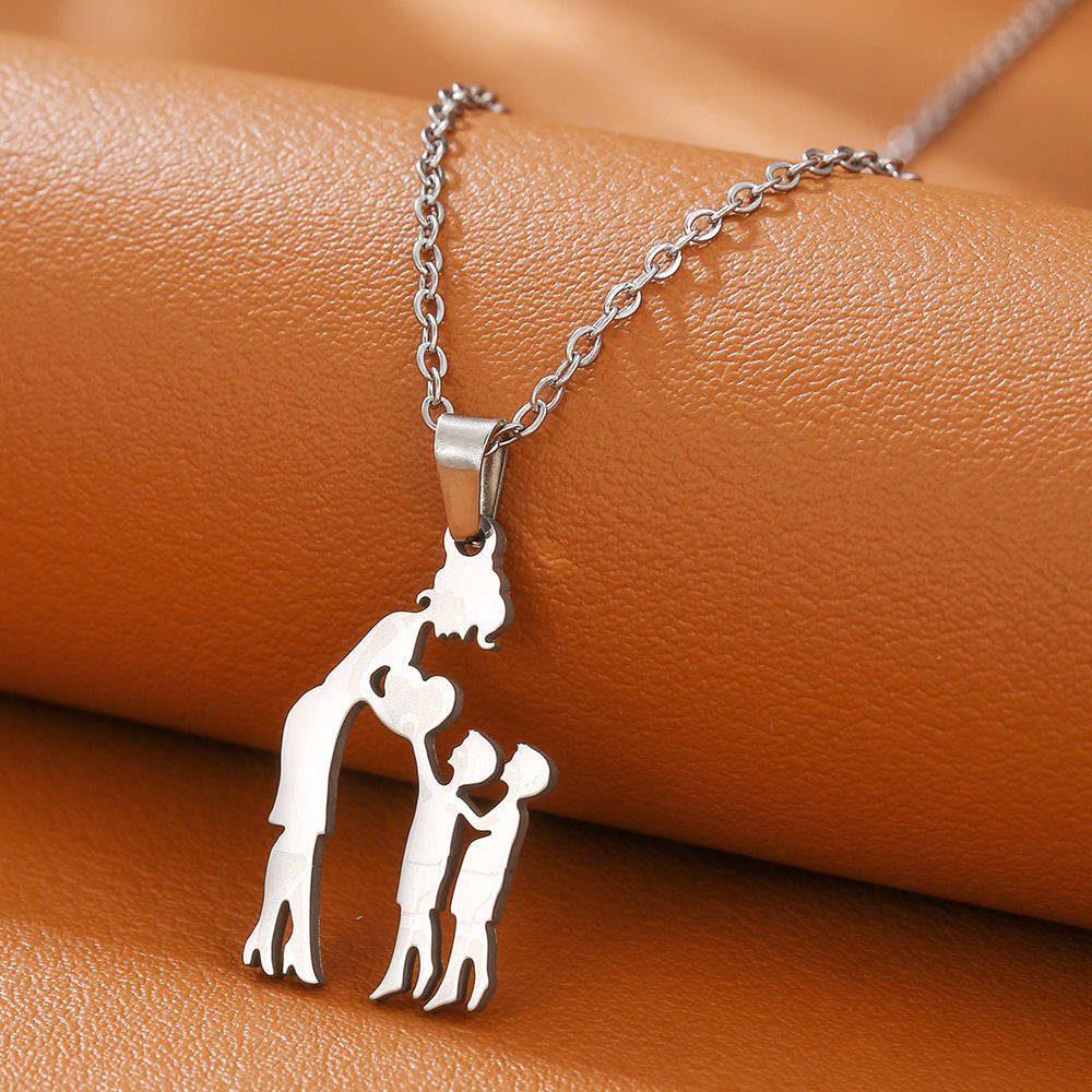 Wholesale Mother' s Day Necklace Mother' s Son Daughter Love Pendant Parent-Child Gift Jewelry