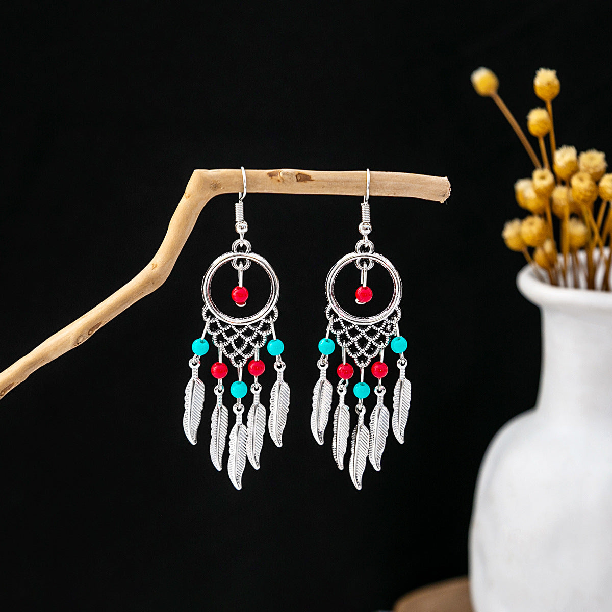 Wholesale Vintage Bohemian Tassel Turquoise Earrings