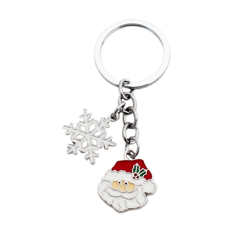 Wholesale Christmas Santa Claus Christmas Tree Drop Oil Zinc Alloy Keychain
