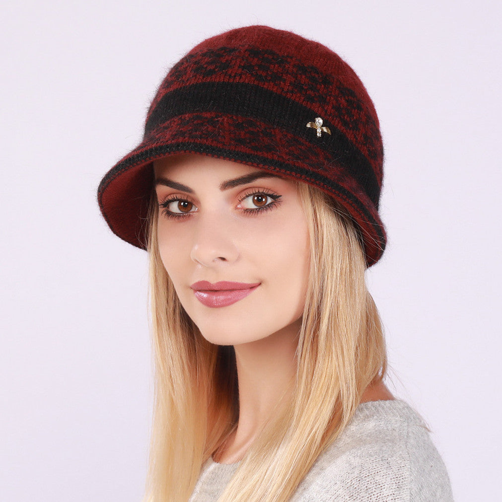 Wholesale Middle-aged and Elderly Autumn and Winter Woolen Hats Plus Velvet and Thickened Warm Hats