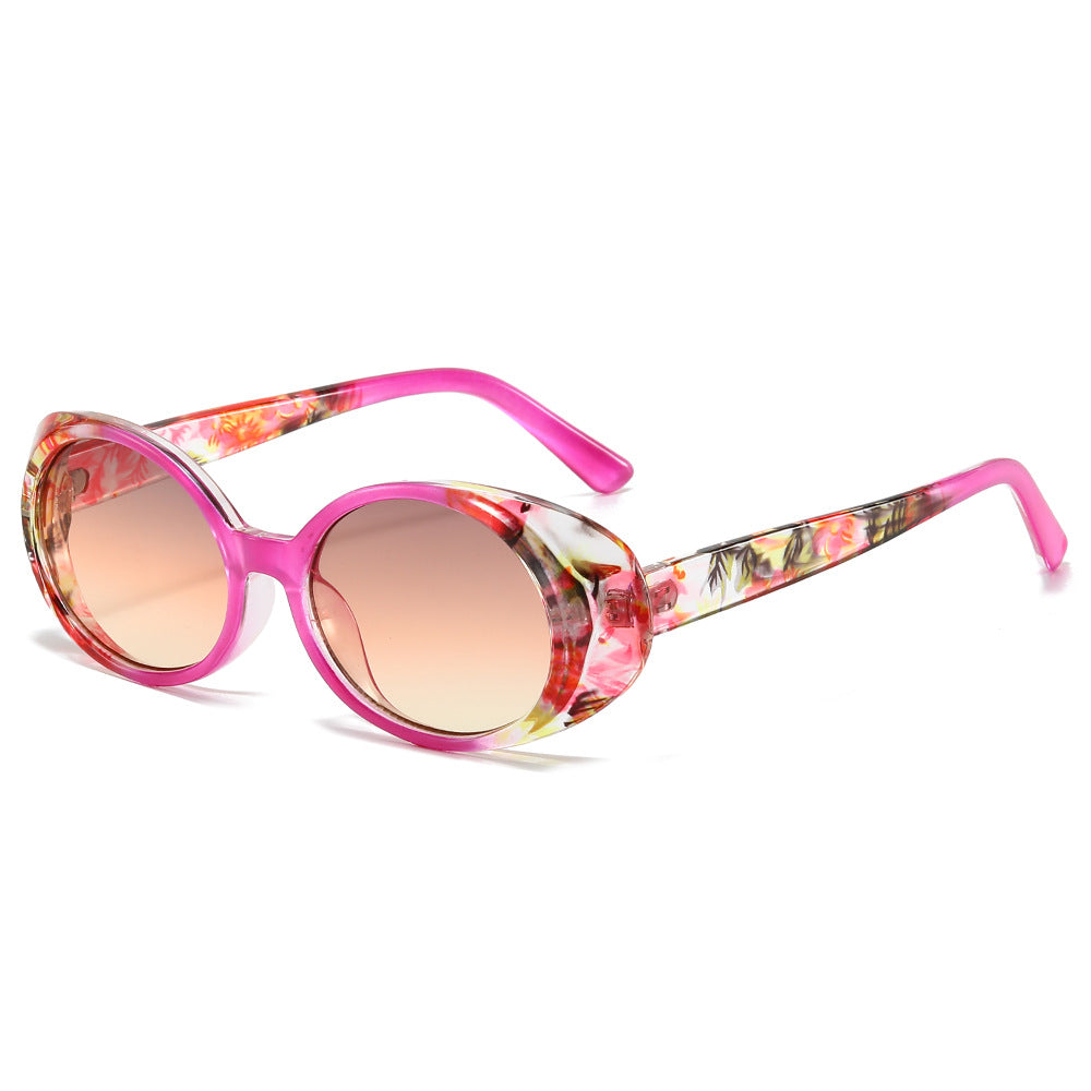 Wholesale Small Frame Oval Fashion Hot Stamping Color Contrast Sunglasses