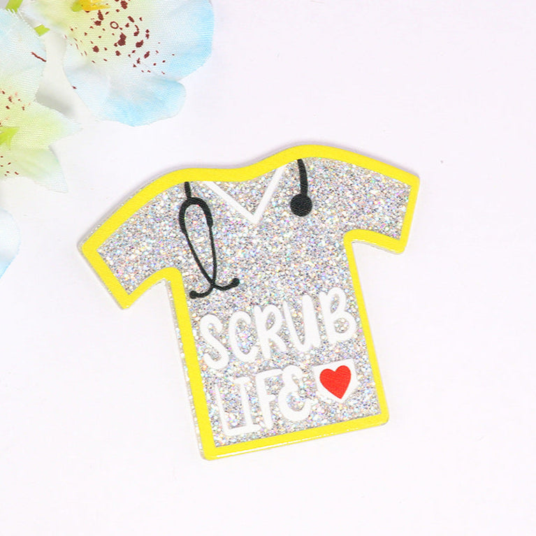 Wholesale 10pcs cartoon nurse clothes letter bag jewelry acrylic pin cute DIY patch accessories