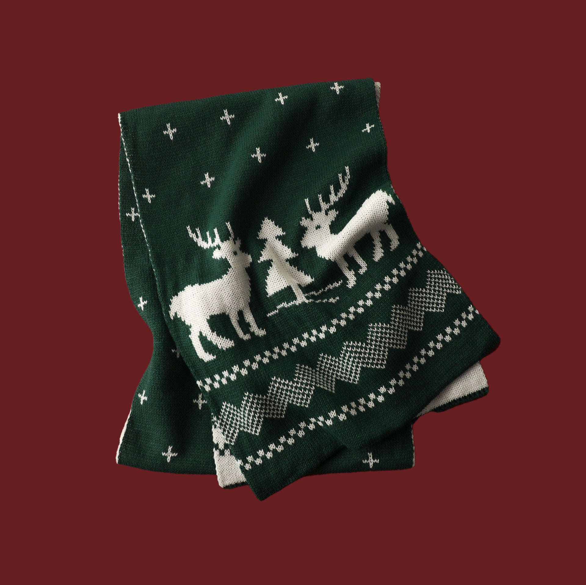 Wholesale Christmas Knitted Wool Red Scarf