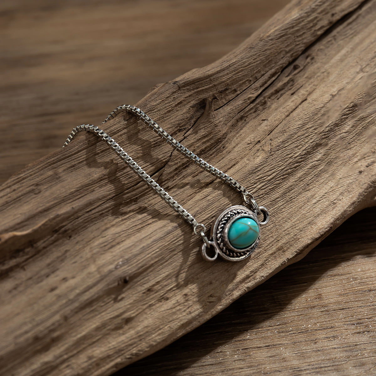 Wholesale Zinc Alloy Electroplated Retro Ethnic Adjustable Bracelet Turquoise Antique Silver Chic Jewelry Accessory For Everyday Use Or Gift