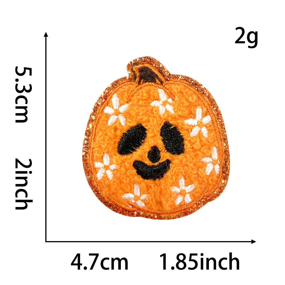 Wholesale Embroidered  Iron On Patches 15 Pcs Cartoon Ghost Pumpkin Skeleton Mushroom Designs For Clothing DIY Party