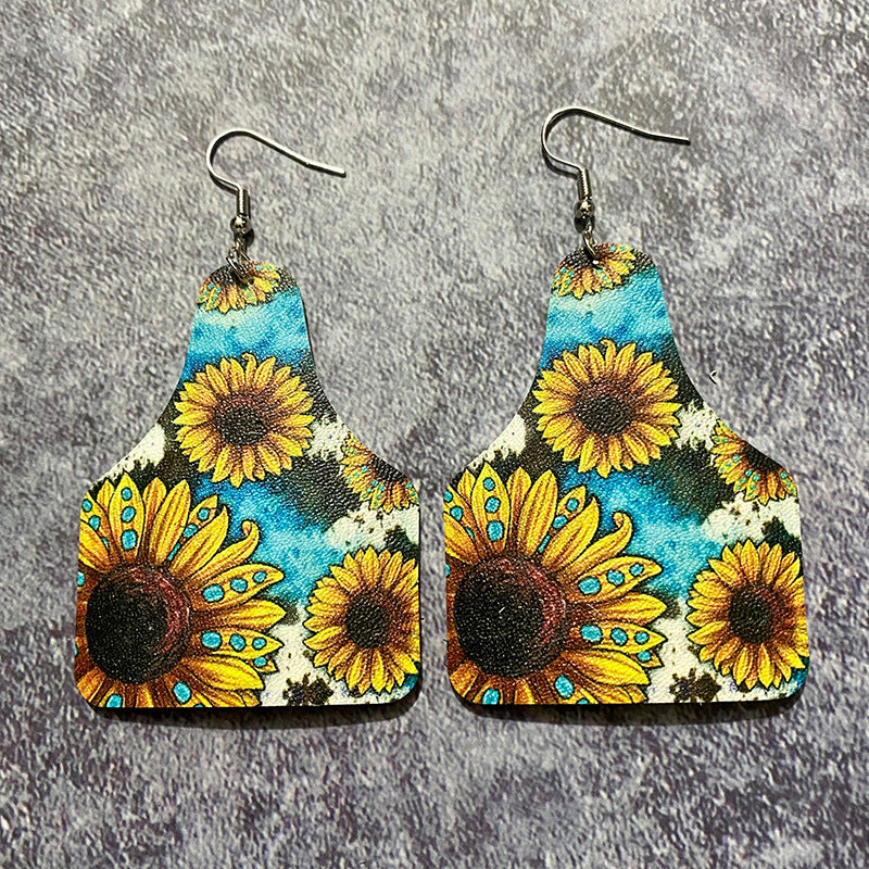 Wholesale Western Vintage Bohemian Water Drop Leather Earrings