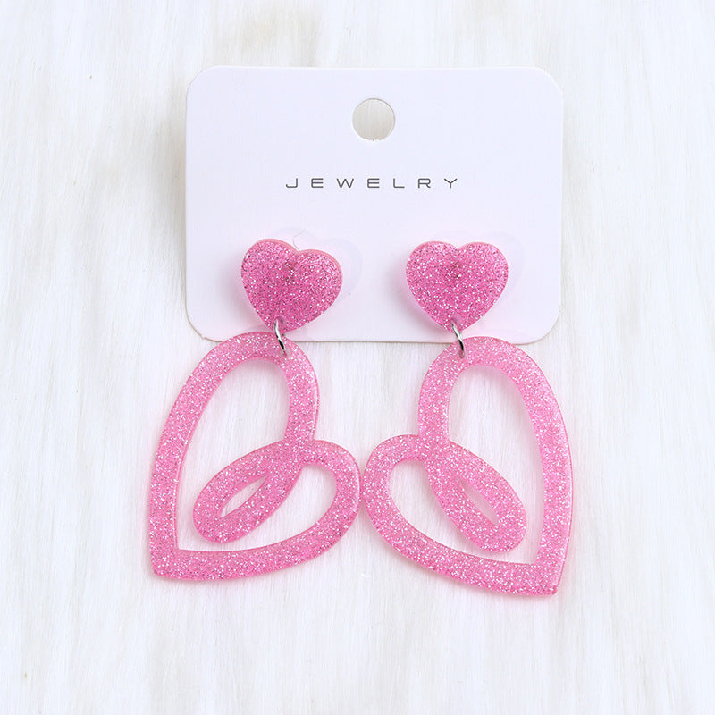 Wholesale Valentine's Day rose red heart earrings hollow earrings simple Korean earrings earrings