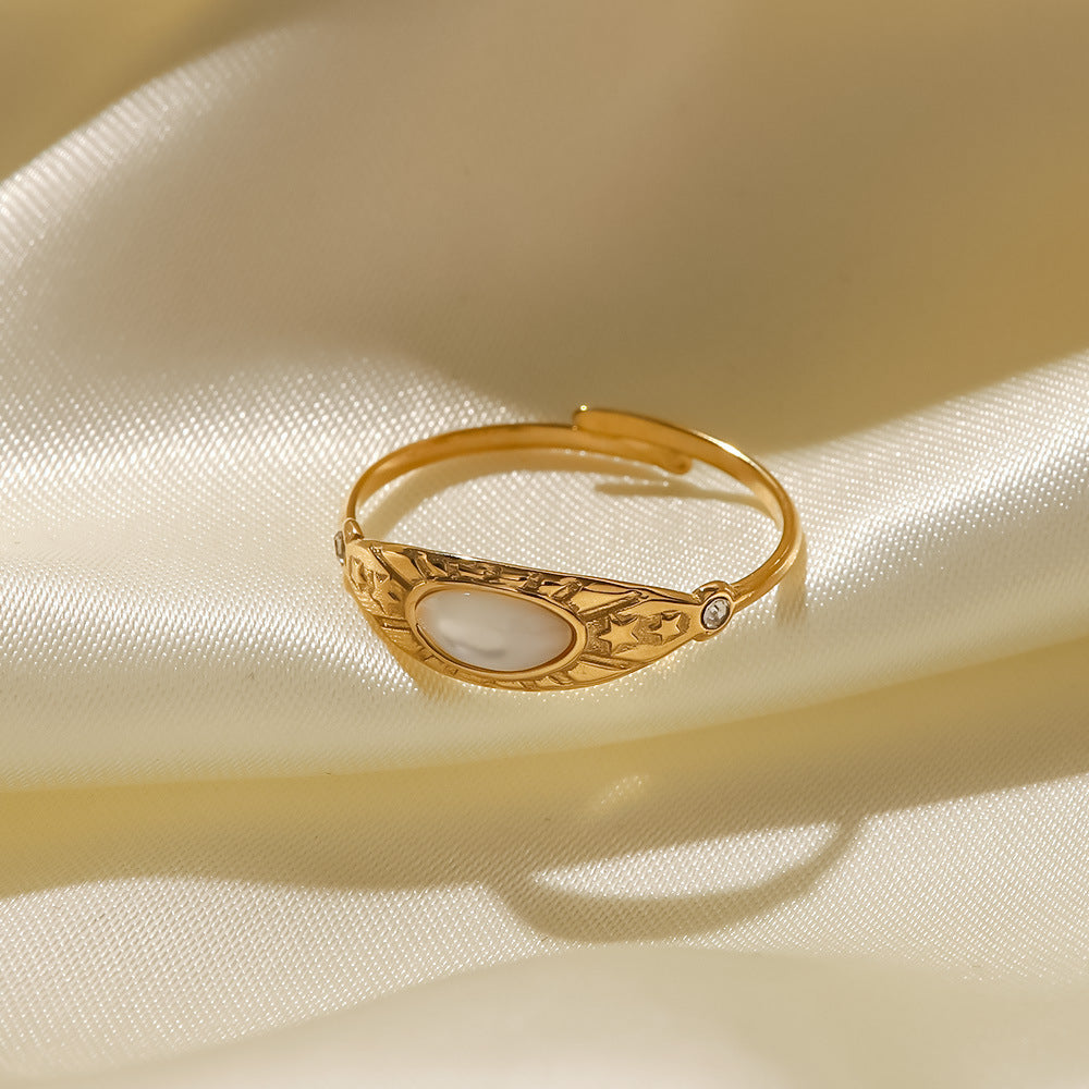 Wholesale Zircon Star Titanium Steel 14K Gold Ring