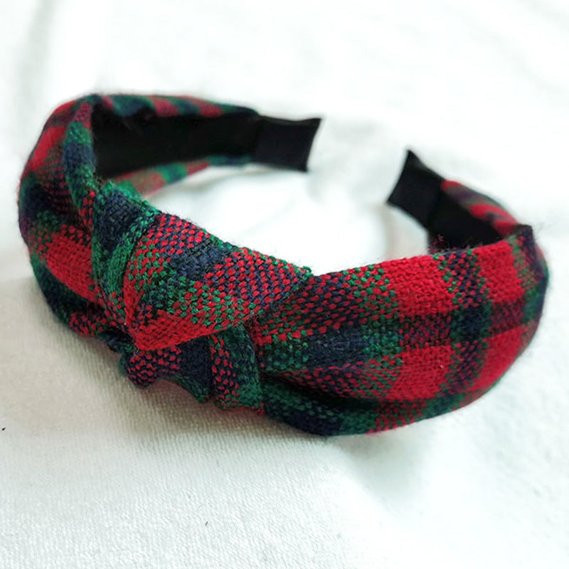 Wholesale Christmas Series Plaid Bow Cloth Headband