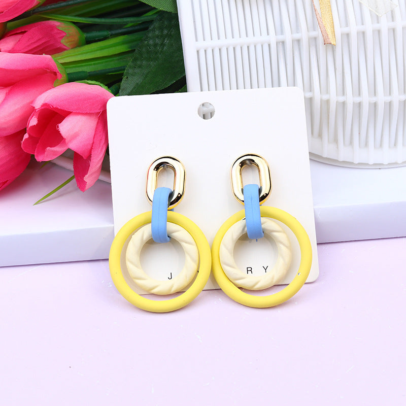 Wholesale Geometric Circle Contrasting Color Candy Color Acrylic Earrings