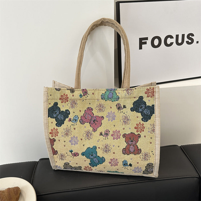 Wholesale Printed Linen Tote Bag Single Shoulder Underarm Bag