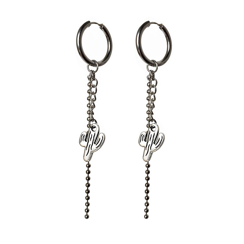 Wholesale 3 Pairs/pack Western Style Cactus Cross Feather Metal Earrings