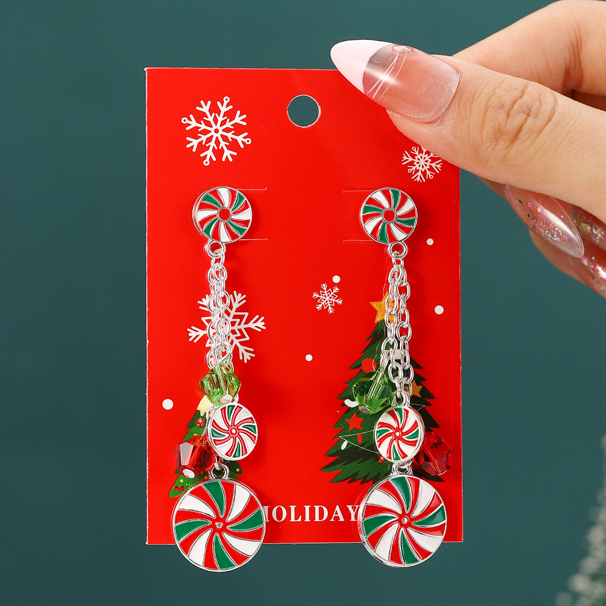 Wholesale Christmas cartoon diamond alloy earrings
