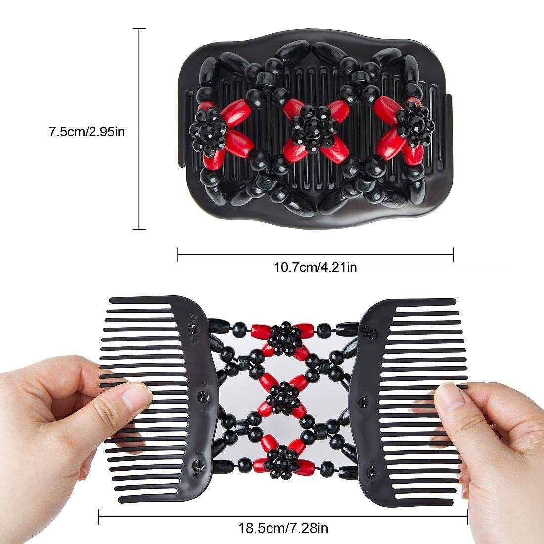 Wholesale Plastic Beaded Double Row Hair Comb