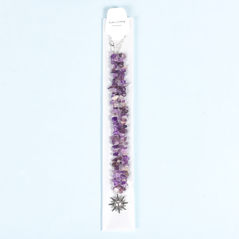 Wholesale Sweater Chain Crystal Irregular Beaded Colorful Crystal Necklace