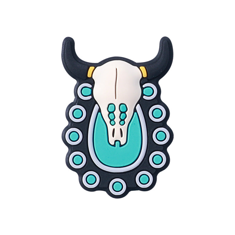 Wholesale 20pcs Cowboy Series Silicone Beads Bull Head Cartoon DIY Beads