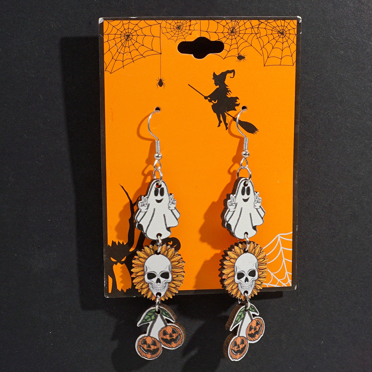 Wholesale  Ghost Pumpkin Skull Wooden Earrings