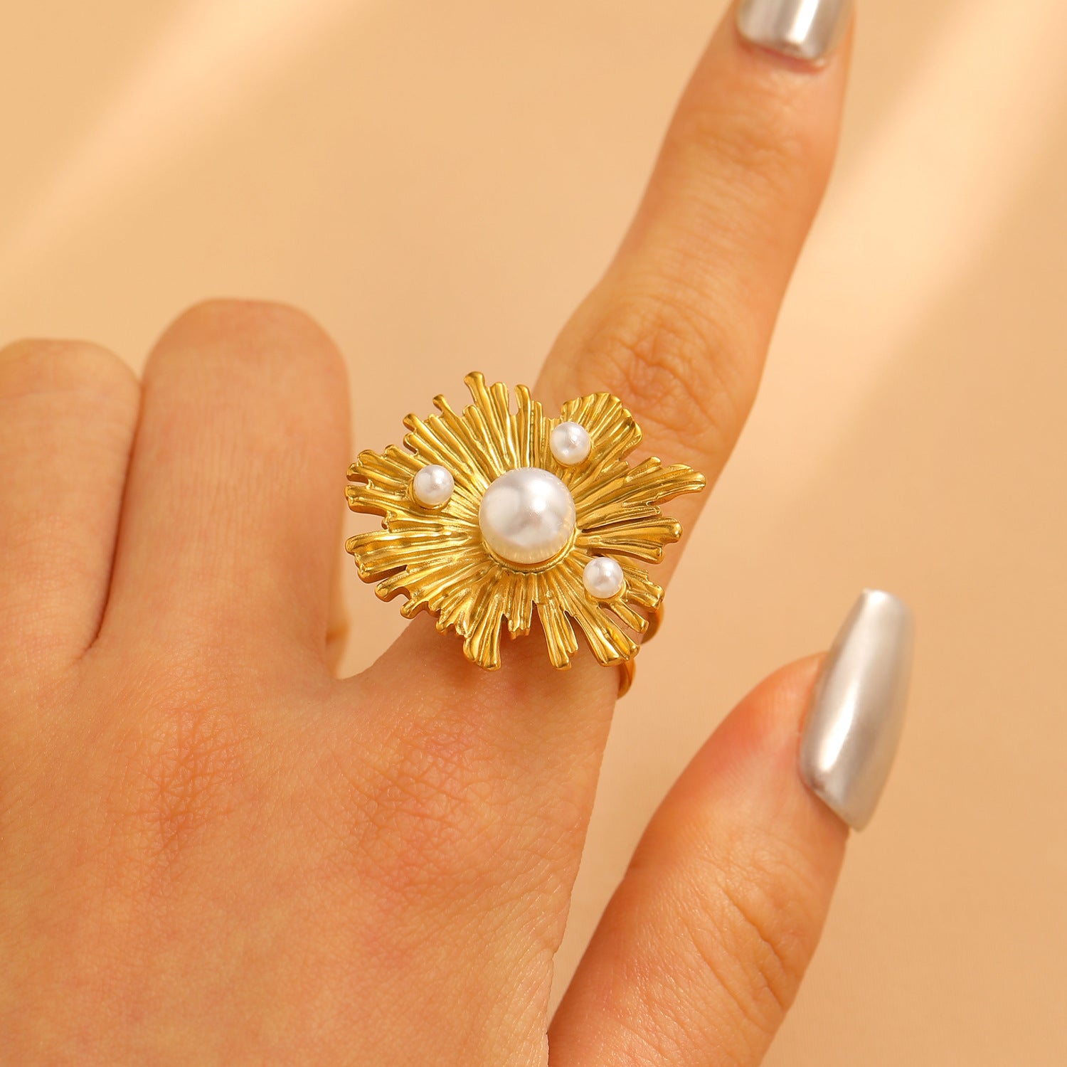 Wholesale Vintage glossy texture ring