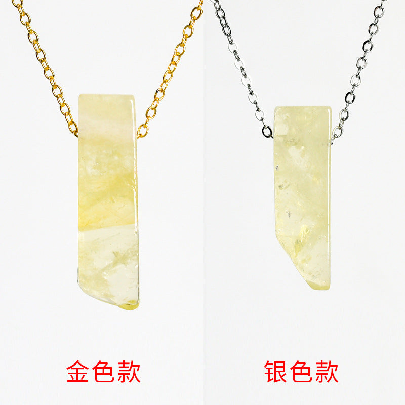 Wholesale Crystal Agate Irregular Flat Strip Pendant Necklace