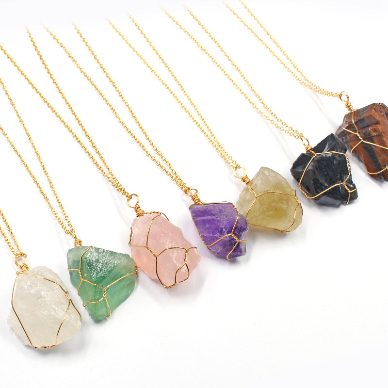 Wholesale Natural Irregular Crystal Rough Stone Necklace