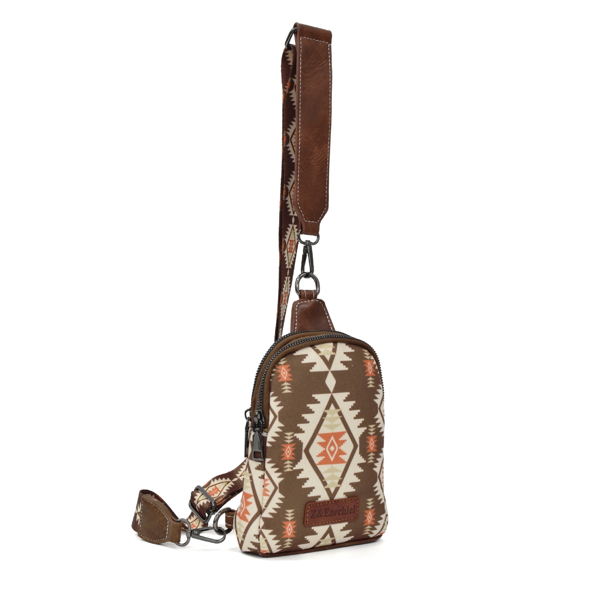 Wholesale Aztec Zipper Canvas Crossbody Bag Chest Bag
