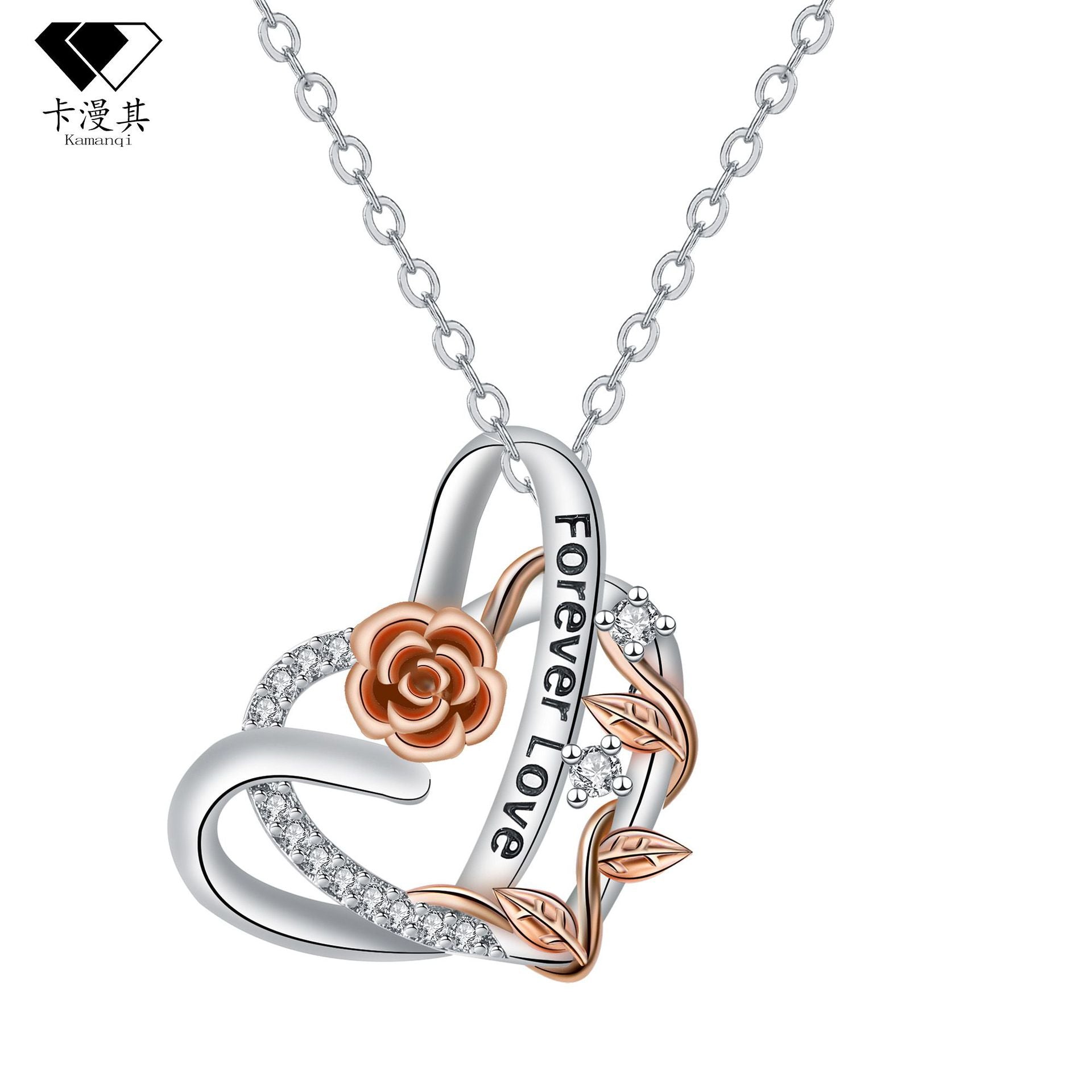 Wholesale Valentine' s Day heart-shaped diamond necklace