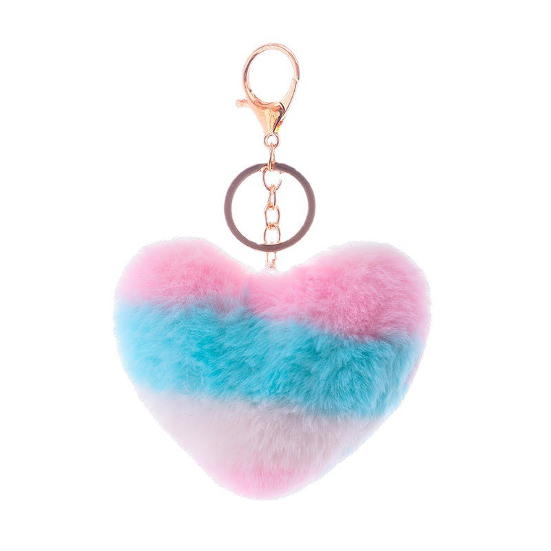 Wholesale Simple Pendant Stitching Colorful Plush Heart Keychains