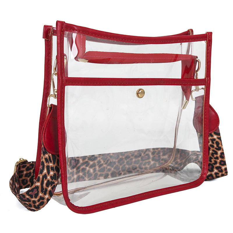Wholesale Western Style Leopard Print Small Square Transparent Crossbody Bag