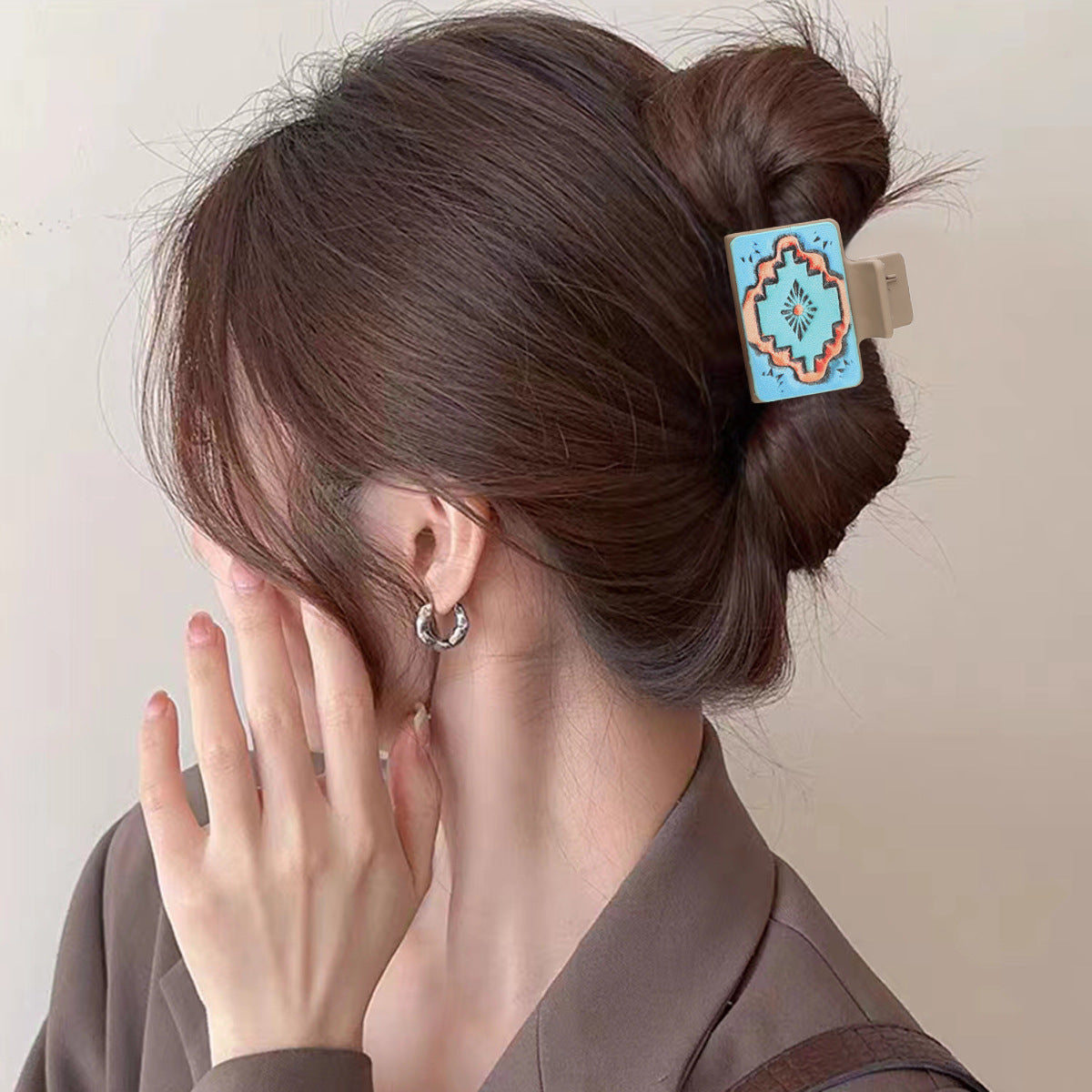 Wholesale Cowboy Style Cactus Artificial Leather Hair Clip Fashion Hair Accessory For Everyday Styling Boutique Gift