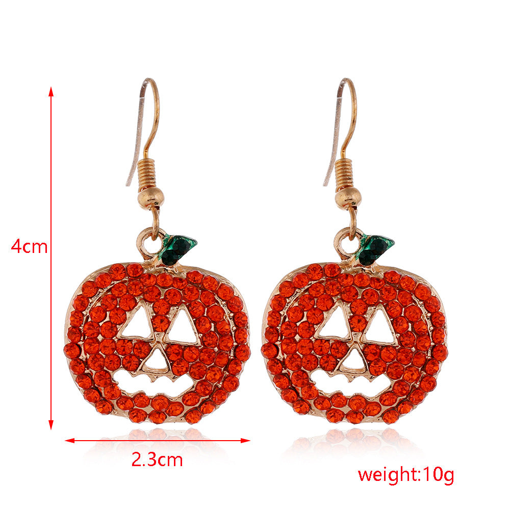 Wholesale Halloween Scary Funny Spider Pumpkin Alloy Dripping Oil Earrings