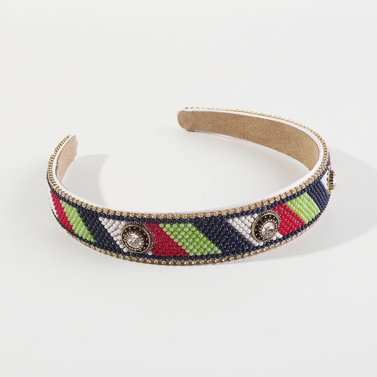 Wholesale Colored Diamond Studded Rice Bead Hairbands
