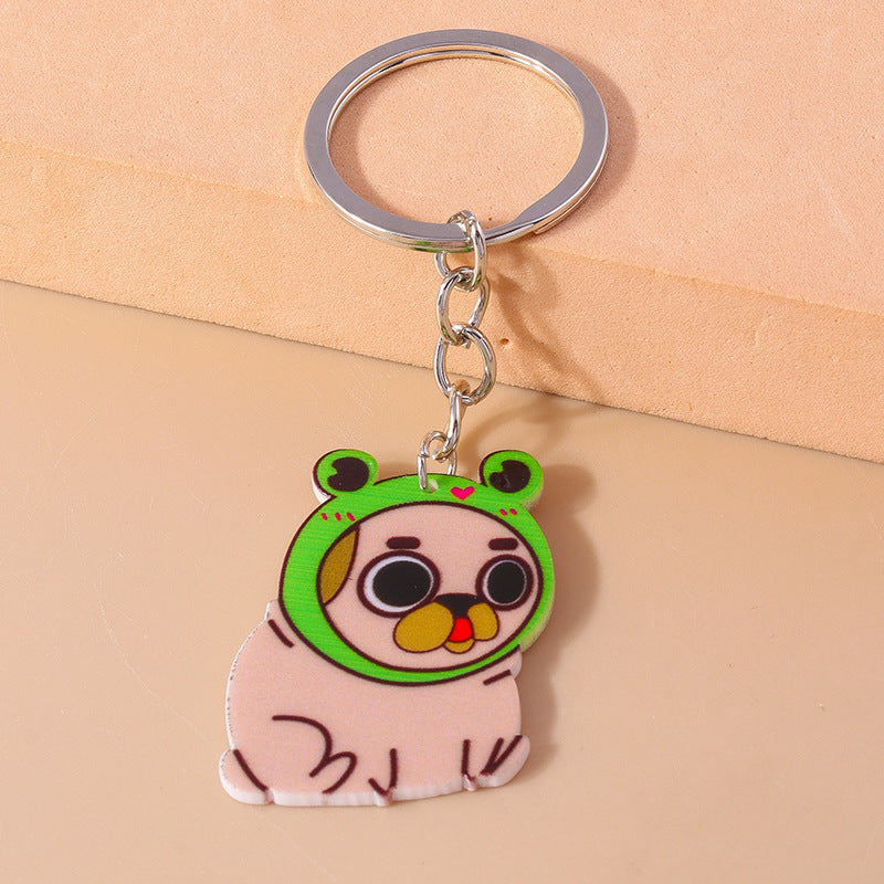 Wholesale Cartoon Cute Puppy Emoticon Pack Dog Head Acrylic Keychain