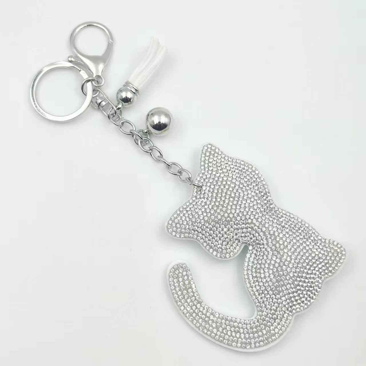 Wholesale  Velvet Diamond Loving Cat Cute Keychain Tassel Small Gift Creative Keychain