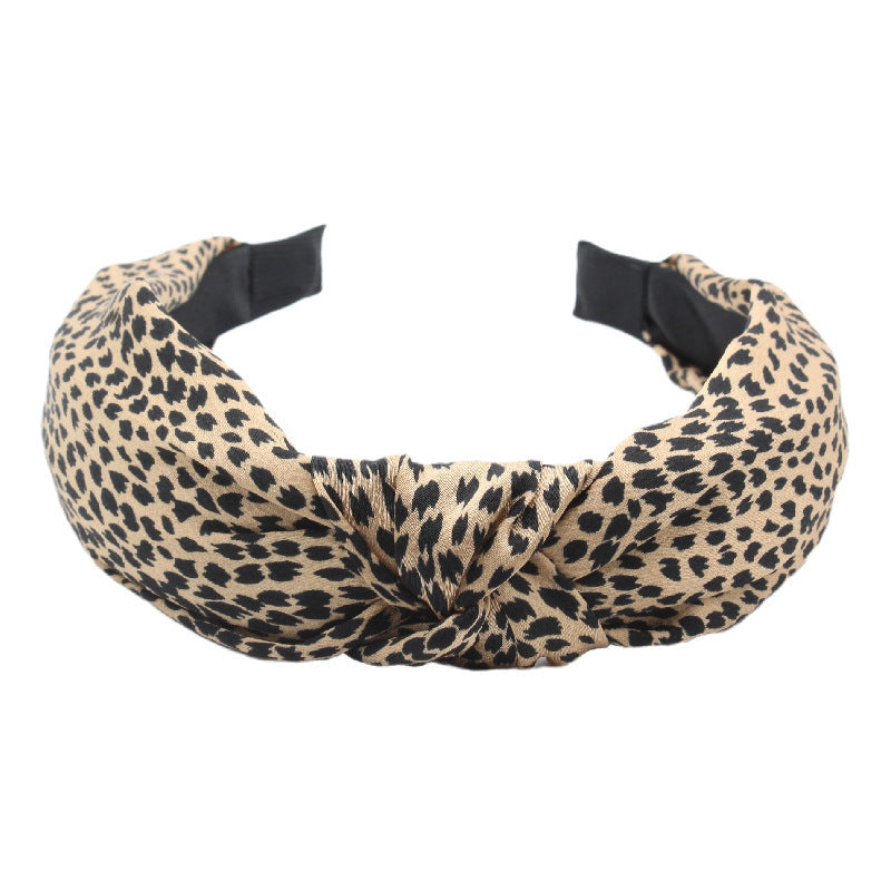 Wholesale Vintage fabric wide brim leopard print headband