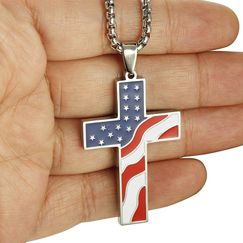 Wholesale American Independence Day Cross Earrings Necklace