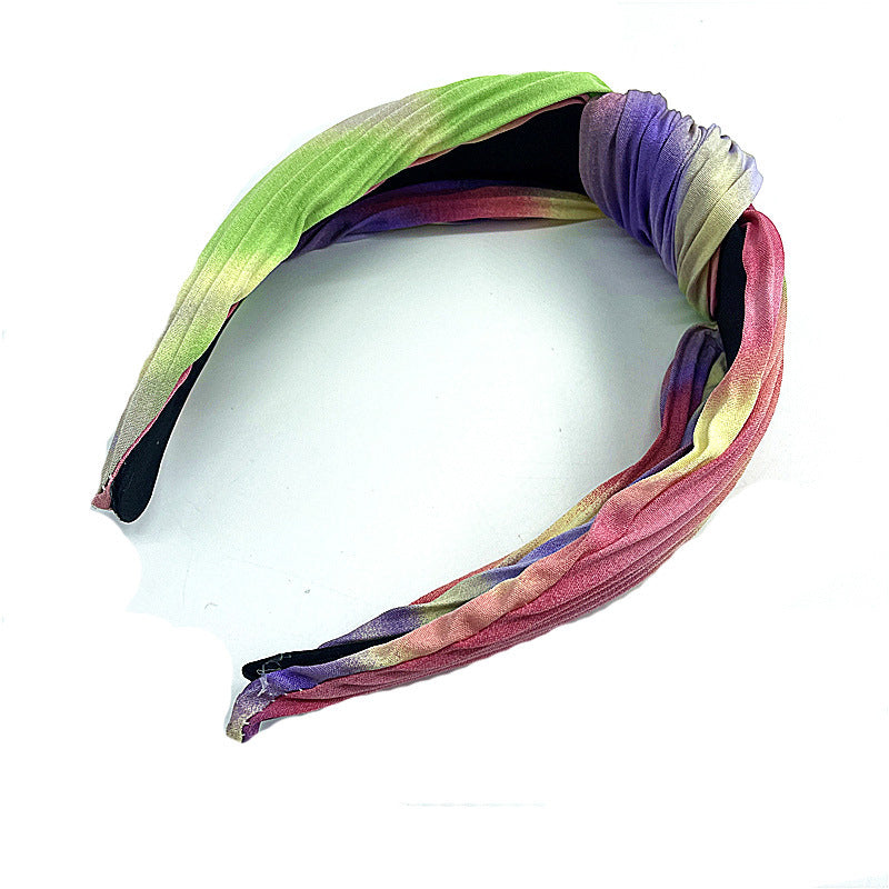 Wholesale Fresh and Sweet Tie-dye Gradient Rainbow Stripe Headband Hair Accessories Headdress