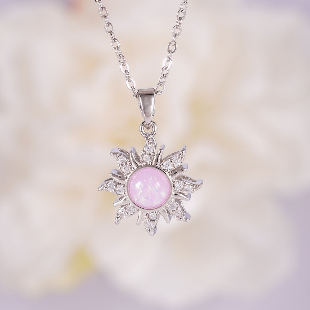 Wholesale Gold plated sun pendant with micro inlaid zircon necklace