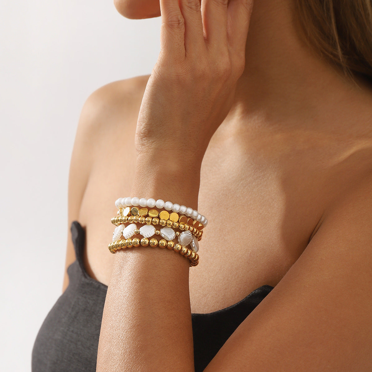 Wholesale Niche Design Pearl CCB Beaded Multi-layer Bracelet