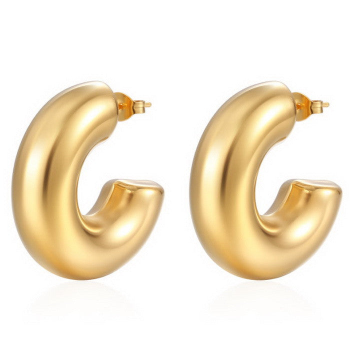 Wholesale Retro Geometric Irregular C Shape Polka Dot Gold Plated Earrings