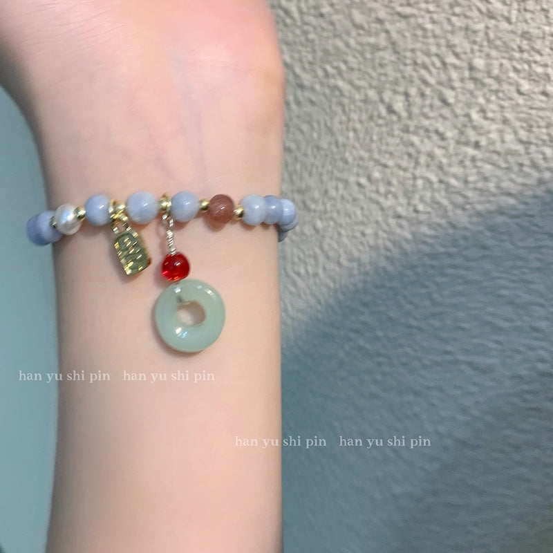 Wholesale Ice Translucent Color Heart Beaded Bow Bracelet