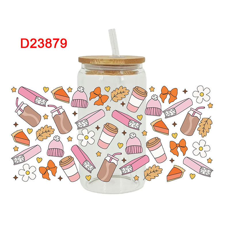 Wholesale Autumn Pumpkin Beverage Series 16oz Cup UV DTF Wraps
