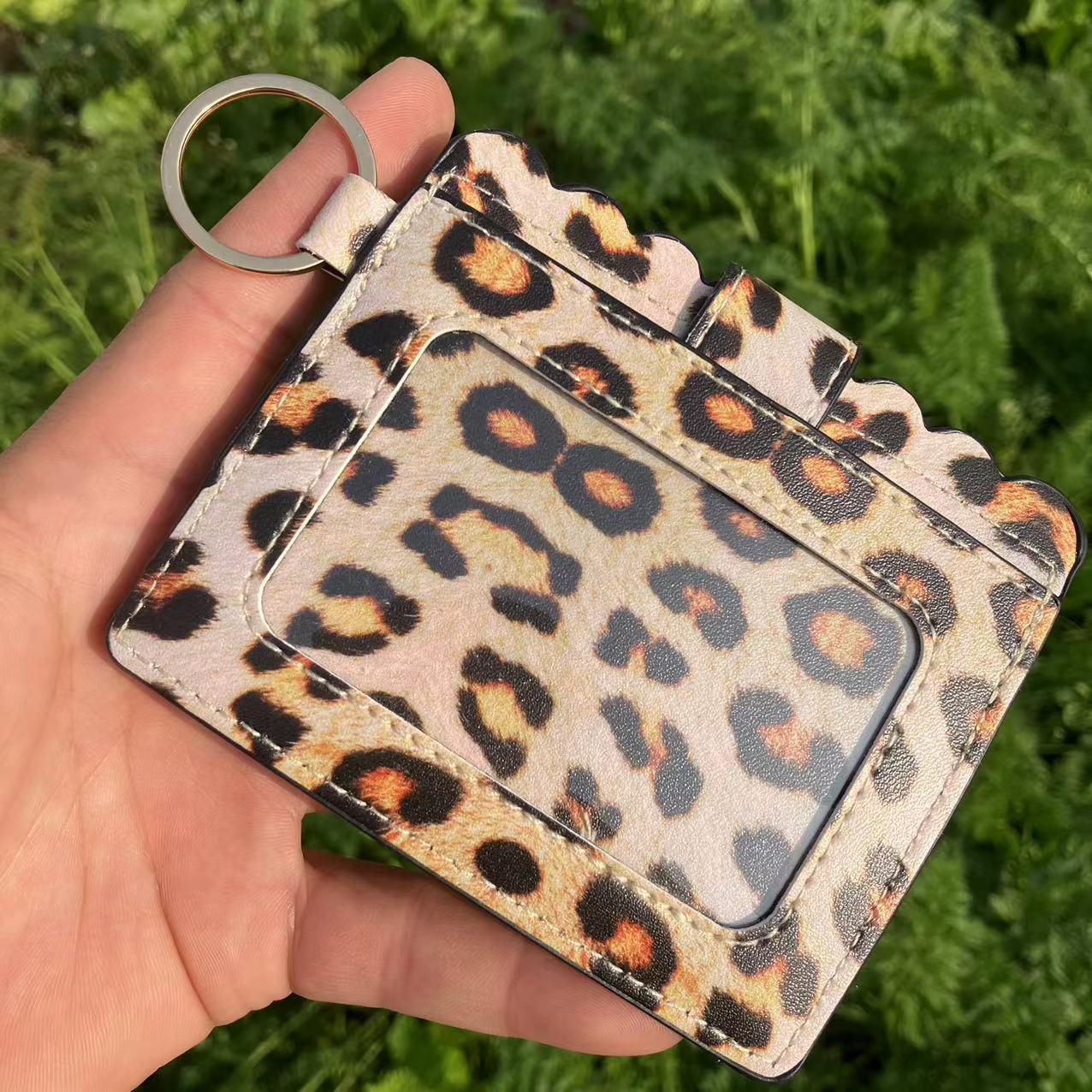 Wholesale PU Leather Leopard Purse Keychain
