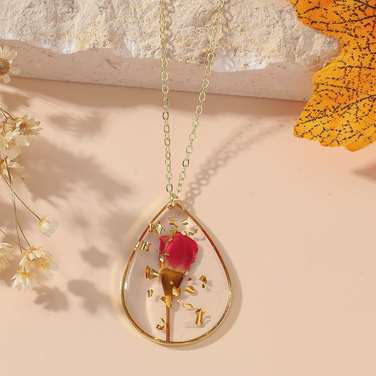 Wholesale Personalized Fashion All-match Niche Design Immortal Dried Flower Long Necklace